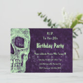 Gothic Skull Green Paars Birthday RIP naar haar 20 Kaart (Staand voorkant)