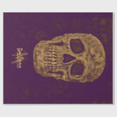 Gothic Skull Grunge Gold Paarse Cool Monogram Cadeaupapier (Vlak)