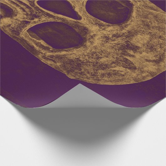 Gothic Skull Grunge Gold Paarse Cool Monogram Cadeaupapier (Hoek)