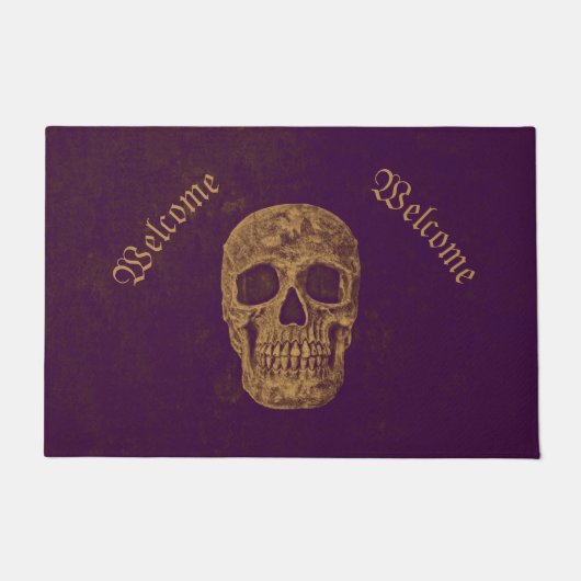 Gothic Skull Grunge Paars Gold Cool Welkom Deurmat (Voorkant)