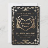 Gothic Skull HalloWedding Retro Save the date (Voorkant)