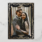 Gothic Skull Hallowedding Retro Save the date Folie Uitnodiging (Achterkant)