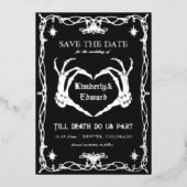 Gothic Skull HalloWedding Retro Save the date Folie Uitnodiging (Voorkant)