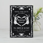 Gothic Skull HalloWedding Retro Save the date Folie Uitnodiging (Staand Voorkant)