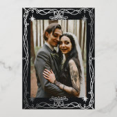 Gothic Skull HalloWedding Retro Save the date Folie Uitnodiging (Achterkant)