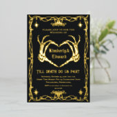 Gothic Skull Hallowedding Retro Wedding Invitation Folie Uitnodiging (Staand Voorkant)