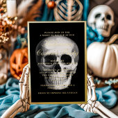 Gothic Skull Halloween Costume Party Gold Folie Uitnodiging