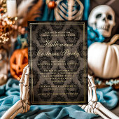 Gothic Skull Halloween Costume Party Gold Folie Uitnodiging