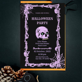 Gothic Skull Halloween Invitation  Dark & Elegant  Kaart