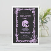 Gothic Skull Halloween Invitation  Dark & Elegant  Kaart (Staand voorkant)