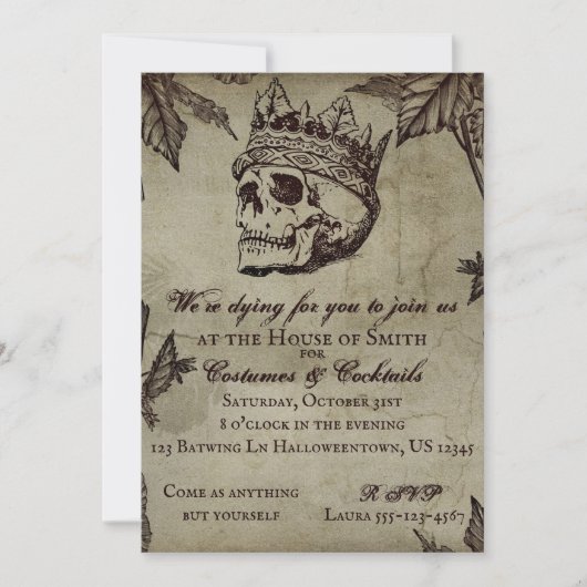 Gothic Skull Halloween Invitation Kaart (Voorkant)
