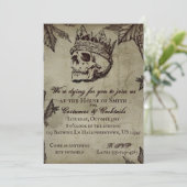 Gothic Skull Halloween Invitation Kaart (Staand voorkant)