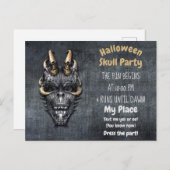 Gothic Skull Halloween Party Briefkaart (Voorkant / Achterkant)