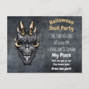 Gothic Skull Halloween Party Briefkaart