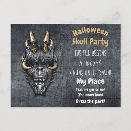 Gothic Skull Halloween Party Briefkaart (Voorkant)
