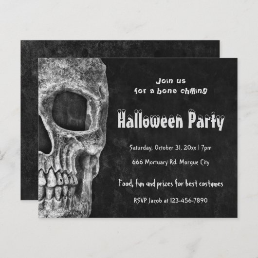 Gothic Skull Halloween Party Budget Uitnodiging (Voorkant / Achterkant)