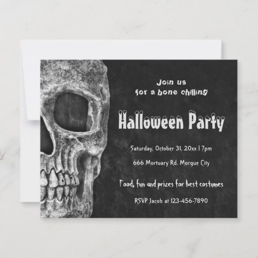 Gothic Skull Halloween Party Budget Uitnodiging (Voorkant)