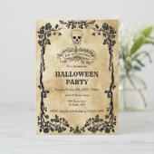 Gothic Skull Halloween Party Kaart (Staand voorkant)