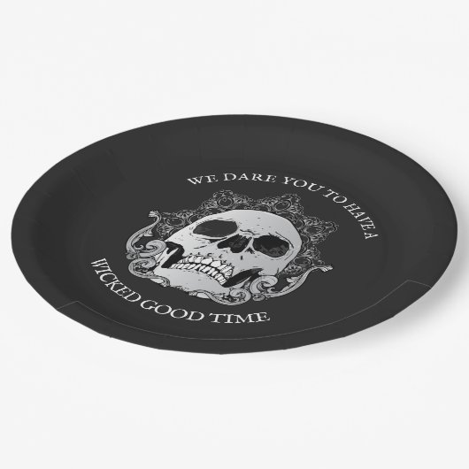 Gothic Skull Halloween Party Papieren Bordje (Gekanteld)