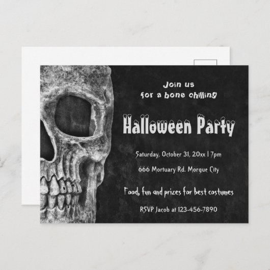 Gothic Skull Halloween Party Spooky Budget Briefkaart (Voorkant / Achterkant)