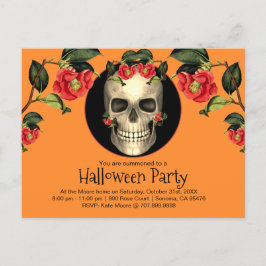 Gothic Skull Halloween Party Uitnodiging Briefkaart