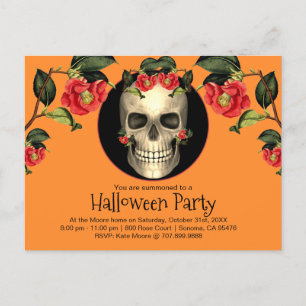 Gothic Skull Halloween Party Uitnodiging Briefkaart