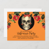 Gothic Skull Halloween Party Uitnodiging Briefkaart (Voorkant / Achterkant)