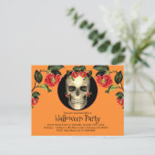 Gothic Skull Halloween Party Uitnodiging Briefkaart (Staand voorkant)