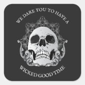 Gothic Skull Halloween Party Vierkante Sticker (Voorkant)