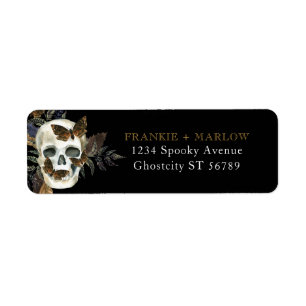 Gothic Skull Halloween Return Address Etiket