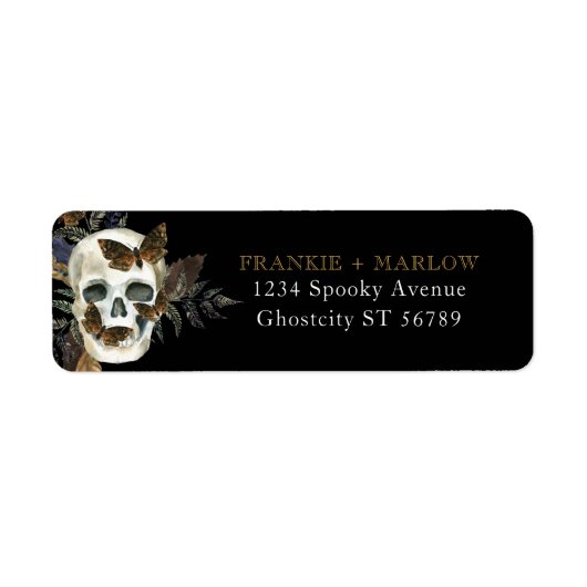 Gothic Skull Halloween Return Address Etiket (Voorkant)