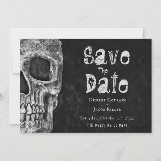 Gothic Skull Halloween Save the Date (Voorkant)