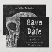 Gothic Skull Halloween Save the Date (Voorkant / Achterkant)