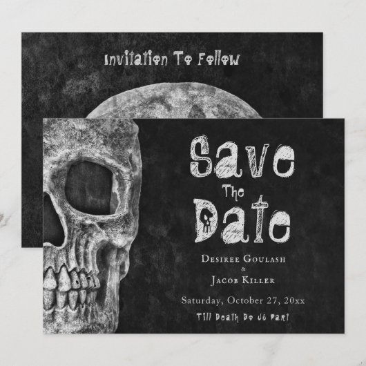 Gothic Skull Halloween Save the Date (Voorkant / Achterkant)