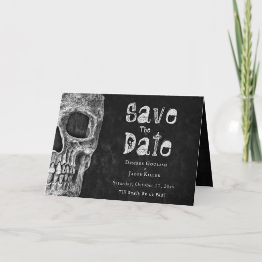Gothic Skull Halloween Save the Date Aankondiging (Voorkant)