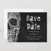 Gothic Skull Halloween Save the Date Aankondigingskaart (Voorkant / Achterkant)