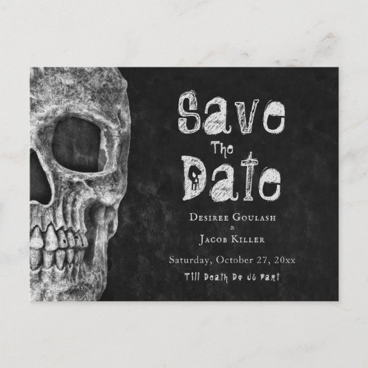 Gothic Skull Halloween Save the Date Aankondigingskaart (Voorkant)