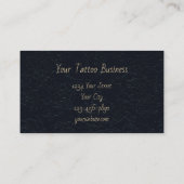 Gothic Skull Head Beige Black Floral Tattoo Artist Visitekaartje (Achterkant)