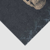 Gothic Skull Head Beige Black Navy Blue Floral Tissuepapier (Detail)