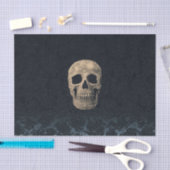 Gothic Skull Head Beige Black Navy Blue Floral Tissuepapier (Craft)