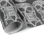 Gothic Skull Head Black en White Abstract patroon Cadeaupapier (Rol Hoek)