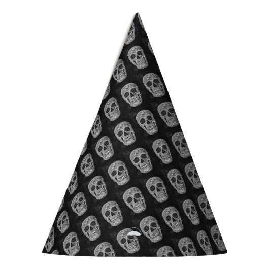 Gothic Skull Head Black en White Cool Pattern Feesthoedjes (Links)