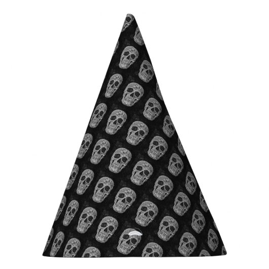 Gothic Skull Head Black en White Cool Pattern Feesthoedjes (Rechts)