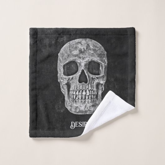 Gothic Skull Head Black en White Custom Bad Handdoek (Wasdoekje)