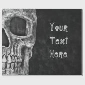 Gothic Skull Head Black en White Custom Cadeaupapier (Vlak)
