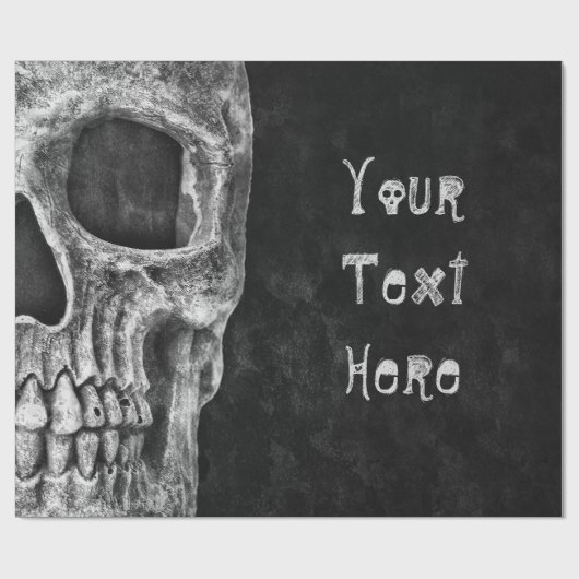Gothic Skull Head Black en White Custom Cadeaupapier (Vlak)