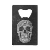 Gothic Skull Head Black en White Custom Creditkaart Flessenopener (Voorkant)