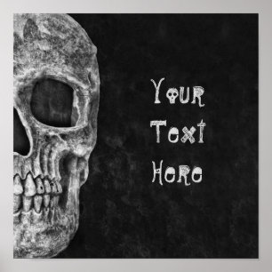 Gothic Skull Head Black en White Custom Poster
