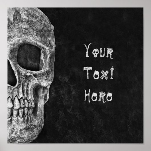 Gothic Skull Head Black en White Custom Poster (Voorkant)