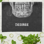 Gothic Skull Head Black en White Custom Theedoek (Gevouwen)